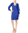 Thalia Sodi Womens Ruffled Illusion Shift Dress laqulite S