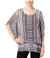 JM Collection Womens Printed Butterfly-Sleeve Pullover Blouse openadventure S