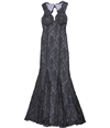 Morgan & Co Womens Scalloped Lace Gown Dress