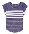 Mouchette Womens Striped Burnout Basic T-Shirt purplewht XS
