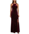 Morgan & Co. Womens Velvet Halter Gown Dress
