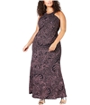 Morgan & Co Womens Glitter A-line Dress black 16W