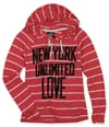 Ecko Unltd. Womens Popover Stripe Hooded Embellished T-Shirt strawberry S