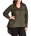 City Chic Womens Autumn Spell Button Down Blouse medgreen M/18W