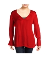City Chic Womens Cuff Pullover Blouse mediumred XS/14W