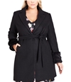City Chic Womens Faux Fur Trim Coat black L/20W