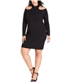 City Chic Womens Cold Shoulder Bodycon Dress