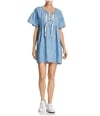 Joie Womens Lace Up Chambray Dress blue S