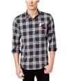 American Rag Mens Ramsay Patched Button Up Shirt deepblack S