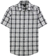 Alfani Mens Geo-Plaid Button Up Shirt brightwhite S