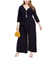 Taylor Womens Solid Jumpsuit navy 14W