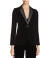 Armani Womens Velvet One Button Blazer Jacket black 40