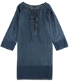 Ralph Lauren Womens Lace-Up Denim Shirt Dress
