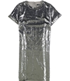Ralph Lauren Womens Sequin Shirt Dress silver 14