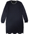 Ralph Lauren Womens Stripe Trim Lace Mini Dress navy 0