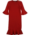 Ralph Lauren Womens Solid Ruffled Dress red XXS