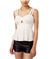 Material Girl Womens Lacey Strappy Cami Tank Top egret XXS