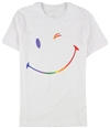 Elevenparis Mens Winking Smiley Graphic T-Shirt white S