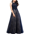 XSCAPE Womens Lace-Top Fit & Flare Gown Dress navy 4