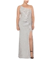 Xscape Womens Sequined One Shoulder Gown Dress