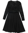 Ralph Lauren Womens Lace Floral Fit & Flare Dress black 2