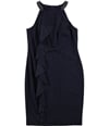 Ralph Lauren Womens Ruffled Embellished Sheath Dress navy 6