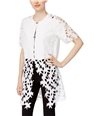 Chelsea and Theodore Womens Sheer Lace Jacket white S