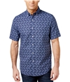 Club Room Mens Coral-Print Button Up Shirt navyblue S