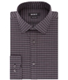 DKNY Mens Plaid Button Up Dress Shirt wine 16.5