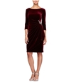 Alex Evenings Womens Velvet Side Ruched Sheath Dress red 12P