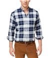 Club Room Mens Plaid Flannel Button Up Shirt navyblue S