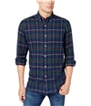 Club Room Mens Tartan Plaid Button Up Shirt navyblue S