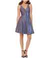 XSCAPE Womens Glitter Fit & Flare Dress silverfushia 0
