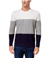 Club Room Mens Colorblocked Cable Pullover Sweater navyblue S