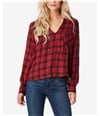Jessica Simpson Womens Mixed Plaid Pullover Blouse