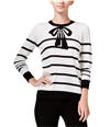 maison Jules Womens Striped Bow Knit Sweater egretcombo XS