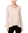 Marled Womens Mesh-Shoulder Illusion Knit Blouse pinkblush M