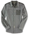 Marc Ecko Mens Utility Ox Ls Button Up Shirt gry XS