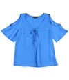 Nanette Lepore Womens Cold Shoulder Pullover Blouse blue S