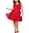 City Studio Womens Embellished Trim Fit & Flare Dress red 16W