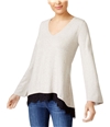 Style & Co. Womens Lace Insert Knit Sweater ltbeige XL