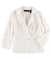 I-N-C Womens Embroidered One Button Blazer Jacket
