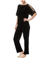Thalia Sodi Womens Cold-Shoulder Pajama Sleep T-shirt deepblack XS