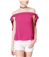 no commet Womens Tie-Sleeve Pullover Blouse fuchsia S