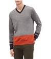 Calvin Klein Mens Colorblocked V-Neck Pullover Sweater gray 2XL