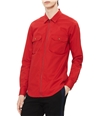 Calvin Klein Mens Twill Button Up Shirt red S