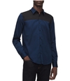 Calvin Klein Mens 2 Tone Button Up Shirt blue S