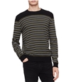 Calvin Klein Mens Three Tone Striped Pullover Sweater blackyellow L