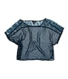 Ecko Unltd. Womens Printed Lace Crop Pullover Blouse seablue XL