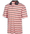 Greg Norman Mens Multi Striped Performance Rugby Polo Shirt coralcrush S